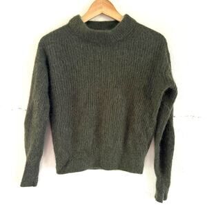 Everlane Mockneck Pullover Sweater Alpaca Wool Military Green Women's Size XXS